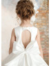 Ivory Satin Simple Keyhole Back Flower Girl Dress